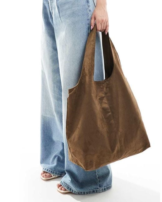 Pull&Bear Blue Faux Suede Tote Bag