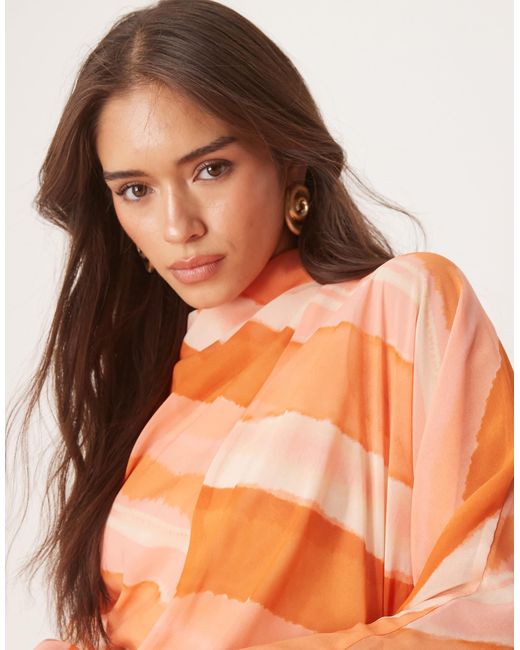 ASOS Orange – hochgeschlossenes maxikleid mit rosa streifenmuster