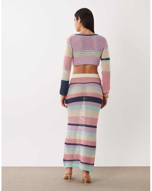 Kiwi & Co Purple Havana Crochet Square Neck Crop Top