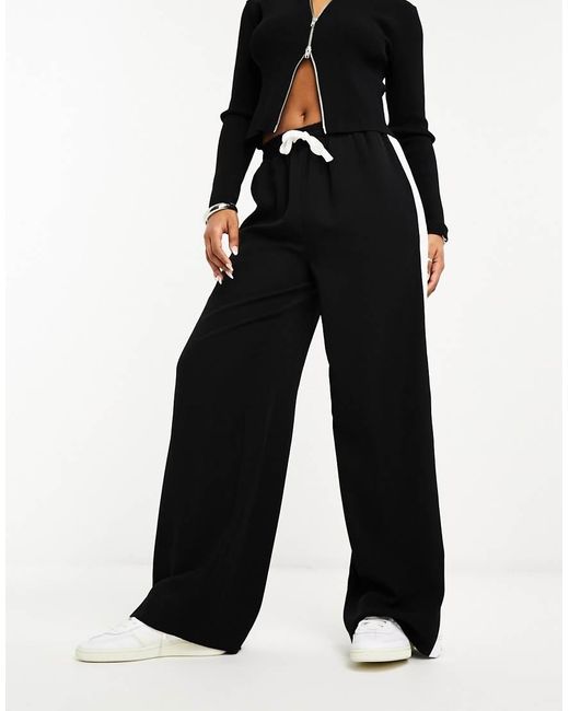ASOS Black Pull On Trouser With Contrast Panel