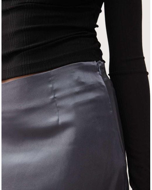 Noisy May Black Satin Mini Skirt With Lace Trim