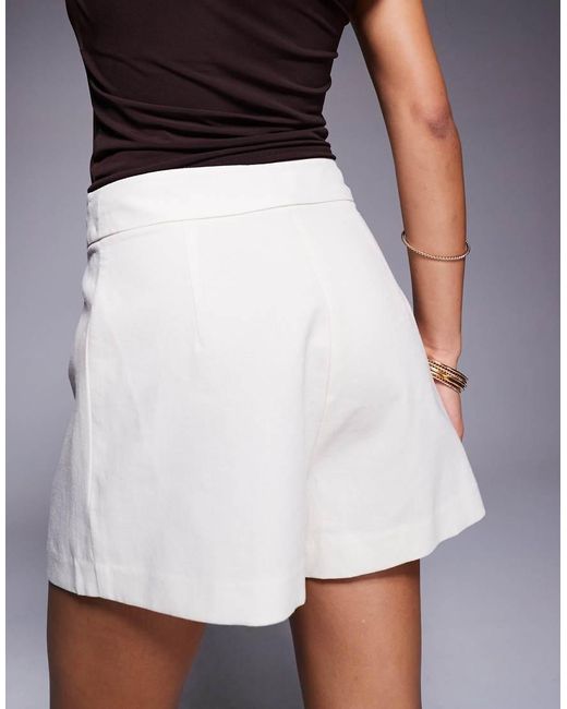 River Island Linnen Short Met Structuur in het Gray