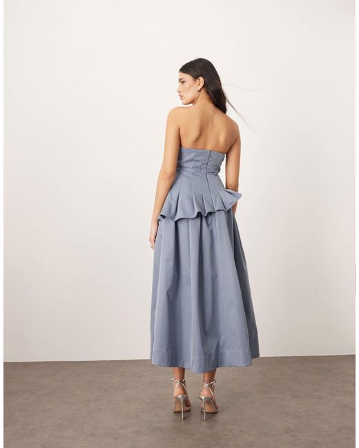 ARRANGE Blue Structured Pleat Corset Midi Dress