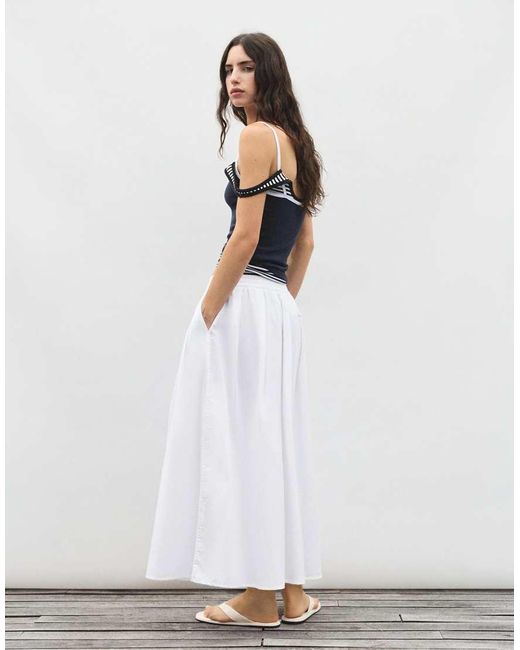 Pull&Bear White Long Cape Skirt