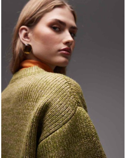 ASOS Green Fluffy Knitted Crew Jumper