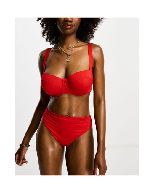 ASOS Fuller Bust Exclusive Mix And Match Underwi Bikini Top in Red