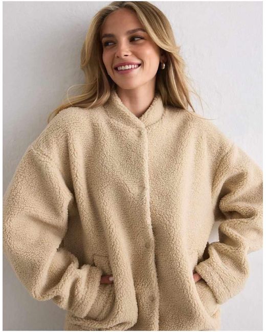 Aim'n Brown Café Au Lait Pile Coach Jacket