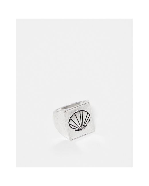 Reclaimed (vintage) White Unisex Doodly Shell Ring