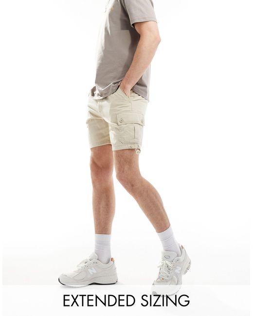 Pantaloncini cargo slim beige di ASOS in White da Uomo