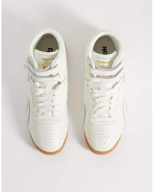 Reebok White Freestyle Hi Trainers