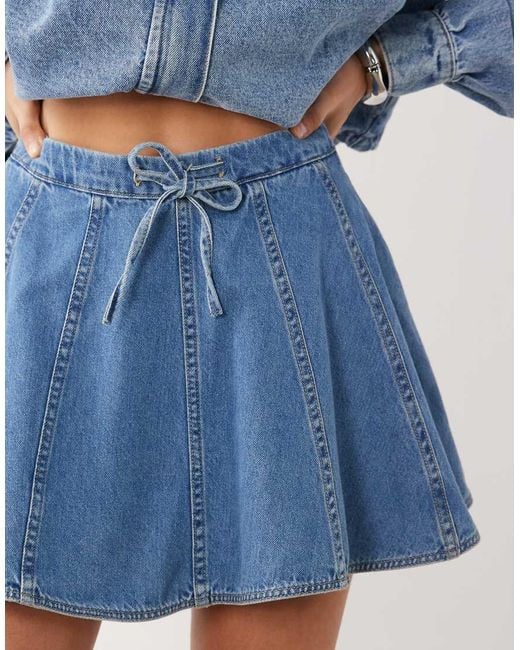 ASOS Blue Denim Flippy Mini Skirt Co Ord