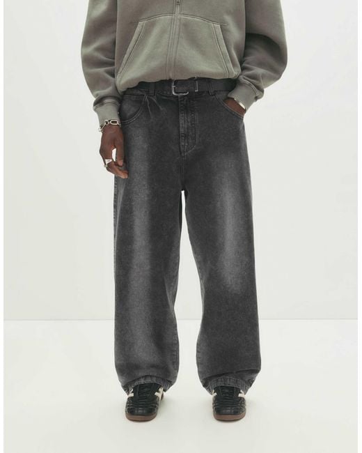Pull&Bear – locker geschnittene jeans mit weitem bein in Gray für Herren