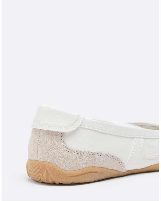 Stradivarius White Sporty Bow Ballet Flats