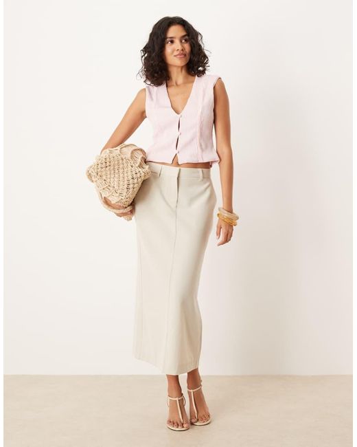 ASOS Natural Ripple Pleat Lace Trim Waistcoat