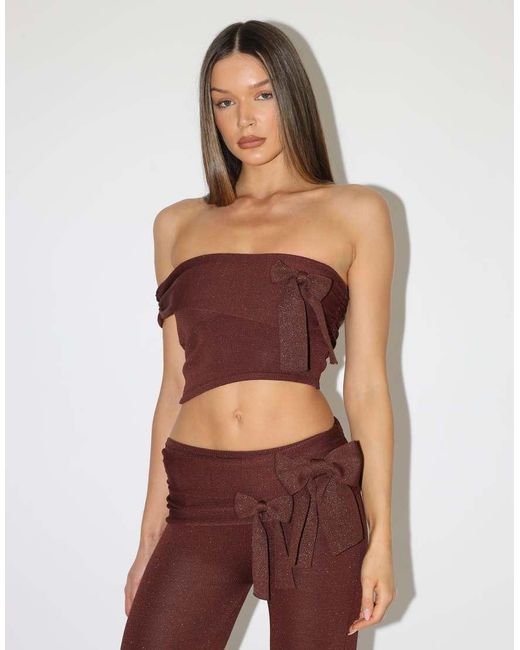 SIMMI Gray Serafina Bow Knit Flared Bottoms
