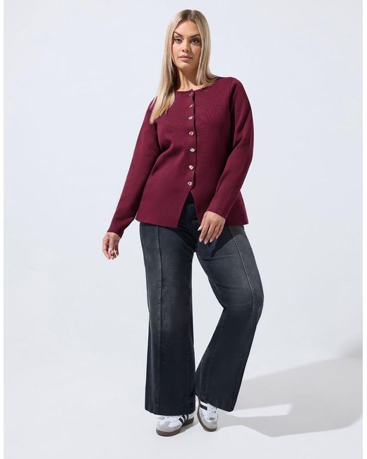 Yours Clothing Red Long Sleeve Knitted Top