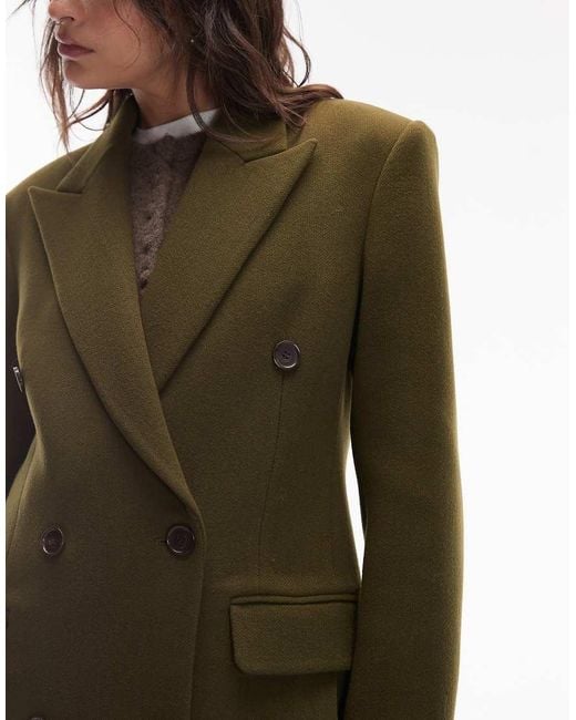 ARKET Green Wool Mix Double Breasted Maxi Coat