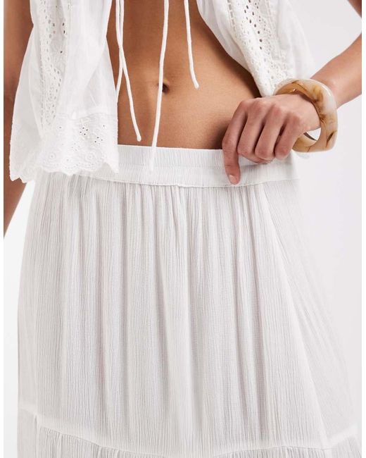 ONLY White Tiered Maxi Skirt