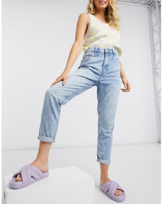 Bershka Organic Cotton Mom Jean in Black (Blue) - Save 31% | Lyst