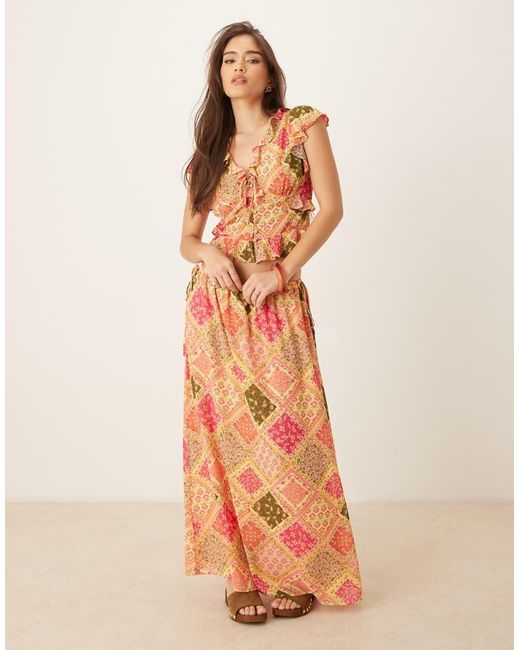Nobody's Child Orange Marigold Ruffle Detail Top Co-ord