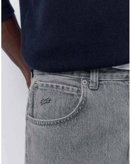 Pull&Bear Gray Relaxed Fit Baggy Jeans for men