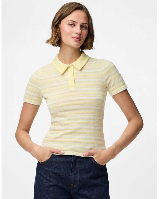 Pieces Poloshirt in het White