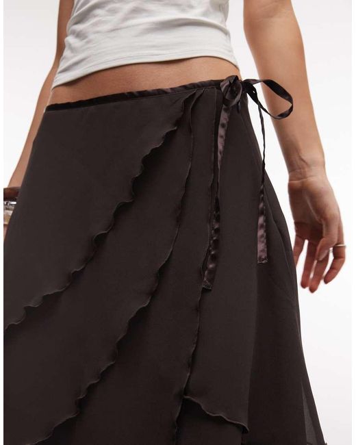 Monki White Chiffon Ruffle Midi Skirt