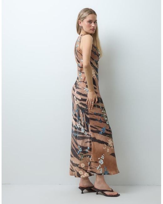 ASOS White Satin Maxi Dress With Fluted Hem