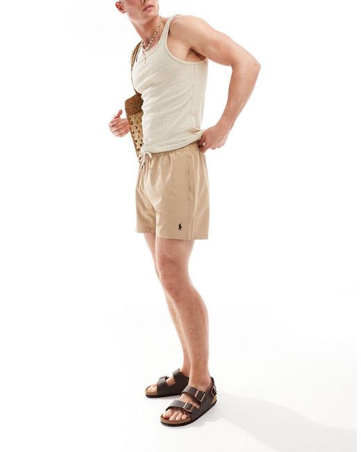 Traveler icon - pantaloncini da bagno slim taglio medio color cuoio con logo di Polo Ralph Lauren in Natural da Uomo