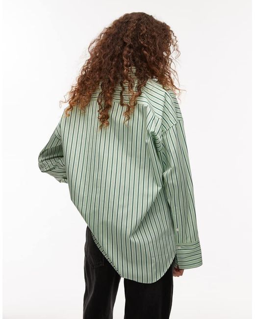 Camicia A Righe Con Polsini Ampi di ARKET in Green