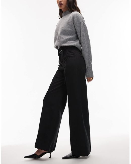 & Other Stories Black Tie Belt Flared Tailored Pants