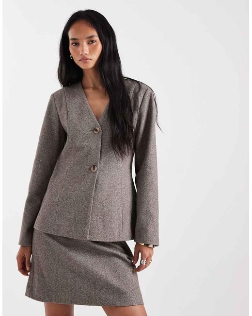 Pieces Natural High Waist Textured Tailored Mini Skirt Co-Ord