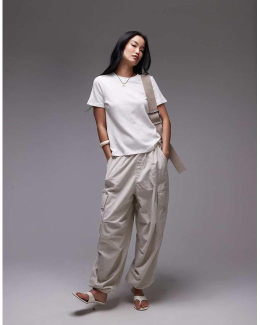 & Other Stories Ruimvallend T-Shirt Van Linnenmix Met Korte Mouwen in het White