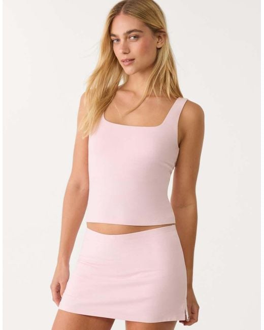 Stradivarius Pink Top With Square Neckline