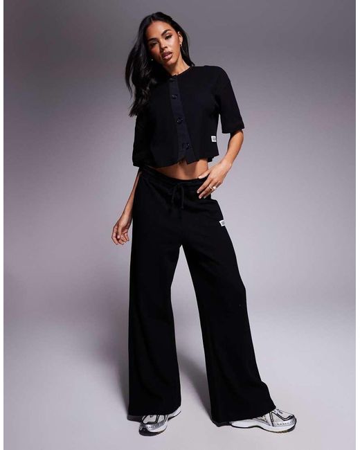 ASOS Black Weekend Collective Co-Ord Short Sleeve Waffle Cardigan With Nylon Trim