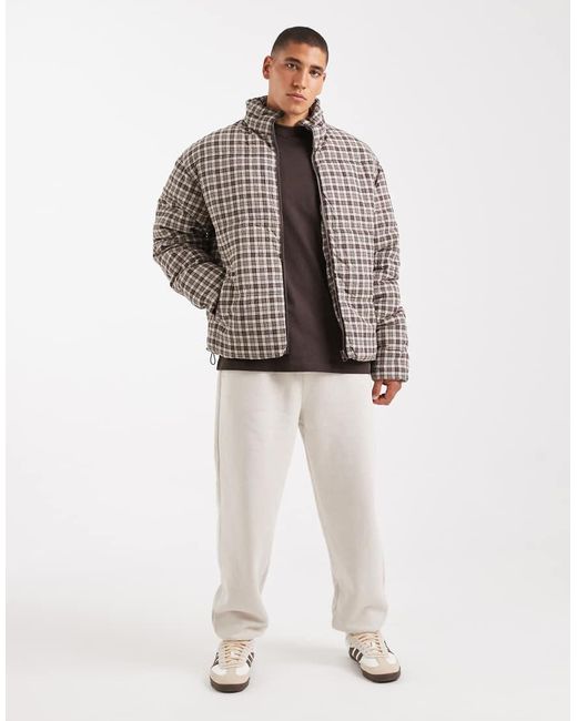 Cotton On Brown Cropped Puffer Jacket for men