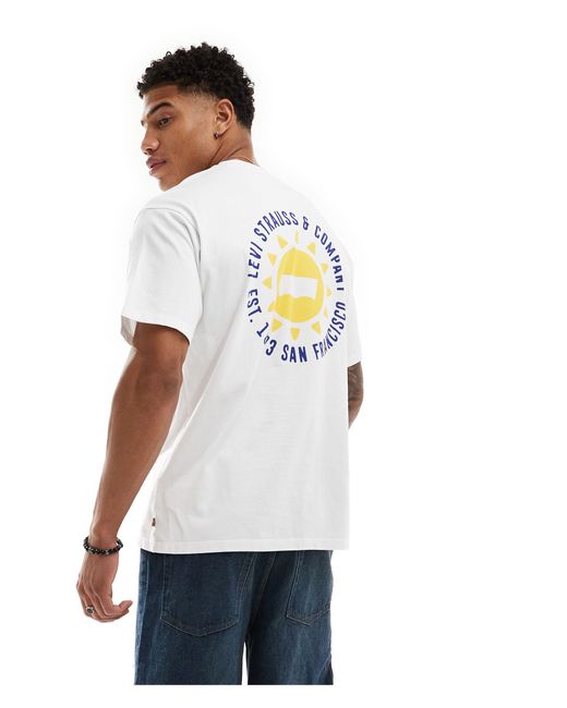 Camiseta blanca con estampado del logo y sol en el centro y la espalda Levi's de hombre de color Blue