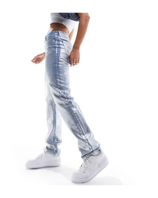 ONLY Blue – jaci – beschichtete denim-jeans mit geradem schnitt
