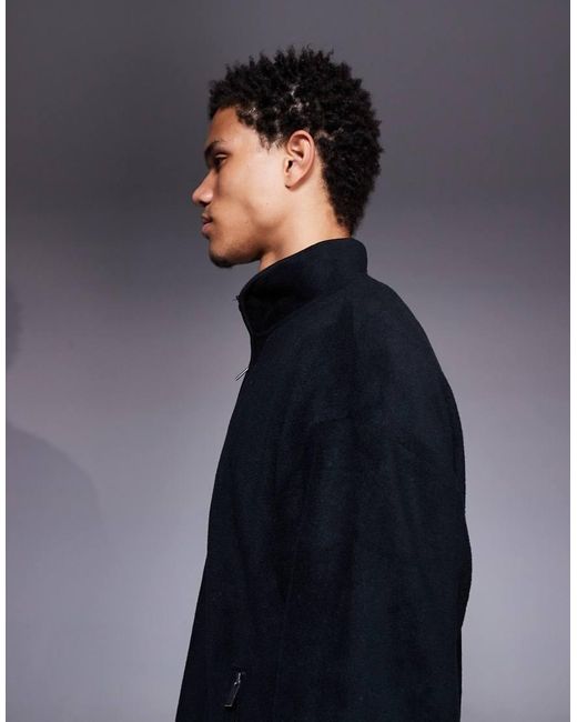 Sudadera Polar Negra De Corte Cuadrado Extragrande Con Cuello Alzado Y Cremallera Corta De ASOS de hombre de color Blue