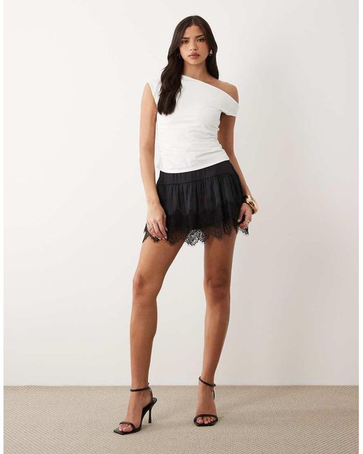 ASOS White Off Shoulder Ruched Detail Top