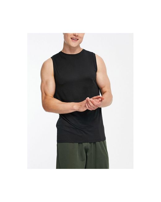 Threadbare Black Fitness Sleeveless T-shirt Training Vest for men