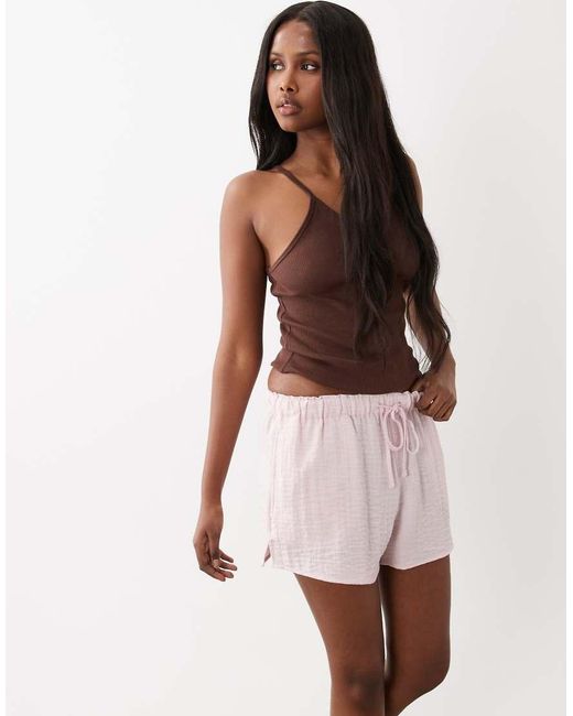 Gina Tricot White Pull On Lightweight Drawstring Shorts
