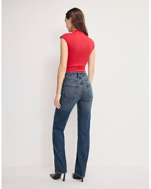 GOOD AMERICAN Pink Soft Tech Good Legs Straight Leg Jeans