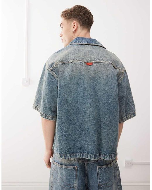 Camicia di Collusion in Blue da Uomo
