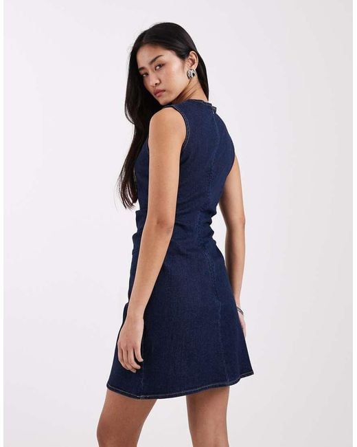 JJXX Blue Ruched Denim Mini Dress