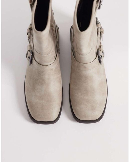 ASOS Gray Asher Flat Biker Boots