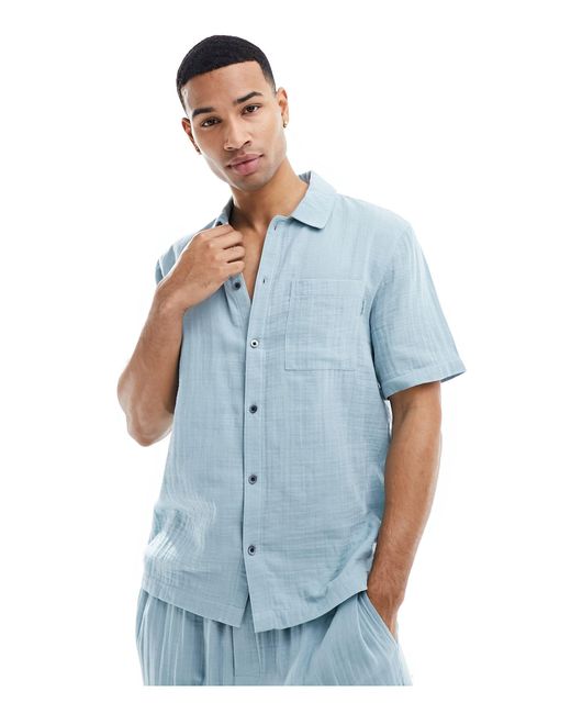 Pure - camicia pigiama azzurro testurizzato di Calvin Klein in Blue da Uomo