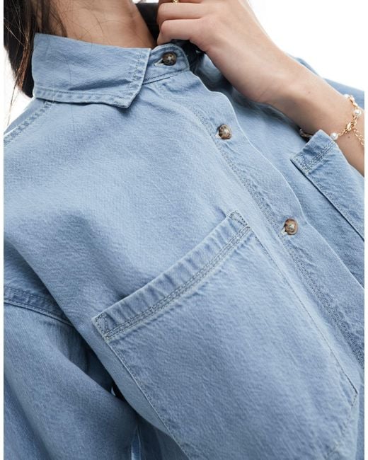 Camicia di jeans oversize lavaggio chiaro di Abercrombie & Fitch in Blue