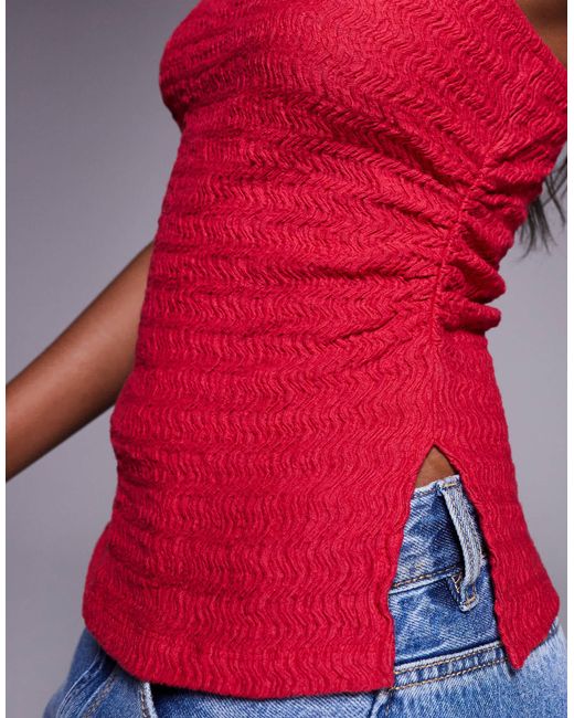 ASOS Red Textu Bandeau With Split Sides