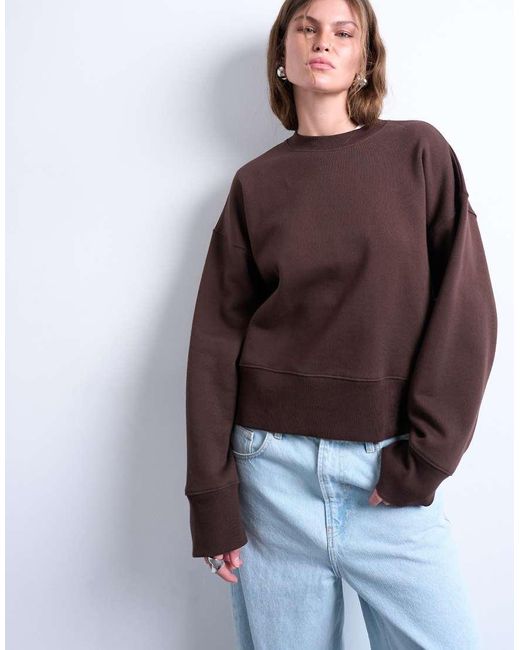 TOPSHOP Brown Premium Heavyweight Oversized Sweat